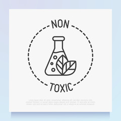 Wall Mural - Non toxic symbol. Thin line icon for organic product. Modern vector illustration.