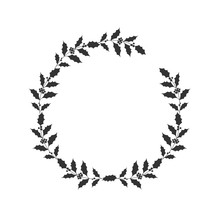Christmas Floral Hand Drawn Wreath On White Background