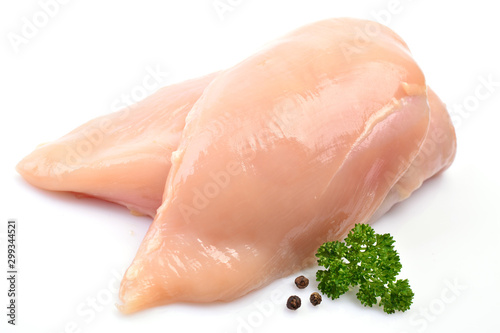 Cuadros en Lienzo Chicken meat on a white background