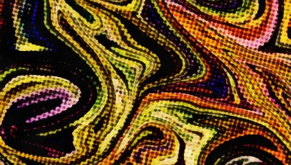 Abstract pop dots psychedelic waves background. Deep colors fantasy texture.