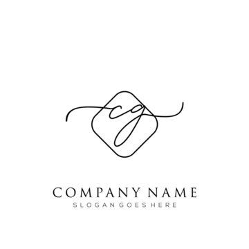 CG initial logo signature vector. Handwriting concept logo template