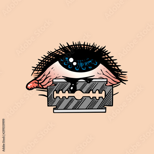 Human Eyes And Blade Tattoo Template In Vintage Style Retro Old School Sketch Hand Drawn Engraved Retro Illustration For Tattoo T Shirt And Logo Or Badge Buy This Stock Vector And Explore
