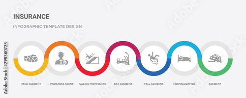 Fotografía 7 filled icon set with colorful infographic template included accident, hospital