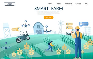 Wall Mural - Smart farm vector website landing page design template