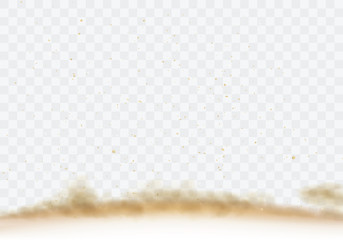 Wall Mural - desert sandstorm, brown dusty cloud border or dry sand flying with gust of wind, brown smoke realist