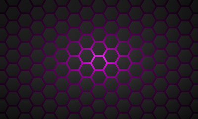 Poster - Hexagonal dark cells in purple modern background