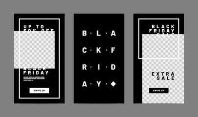 Wall Mural - stories template set for black friday, presentation, flyer, poster, invitation. screen backdrop for 