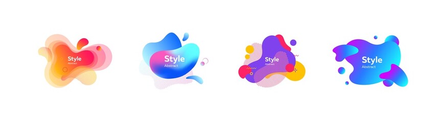 Fototapete - Set of multi-colored flowing liquid abstract graphic elements