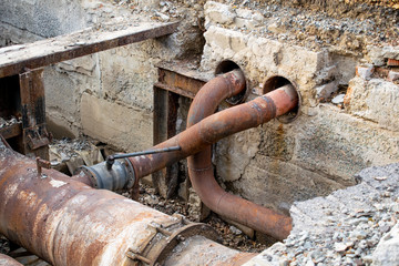 Underground utilities. Modernization, laying or replacement of old pipes. Repair work of water main. Department of housing and communal services.