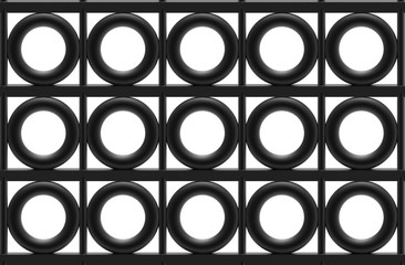 Poster - 3d rendering. modern black circular shape pattern wall design background.