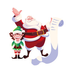 Canvas Print - Merry christmas santa claus and elf vector design