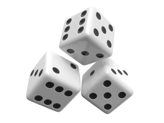 three dice isolated on white background