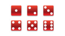 Set Of Different Faces Of A Red Dice