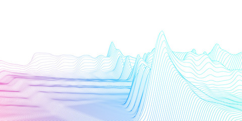 Poster - Abstract digital landscape. The illusion of life in cyberspace.