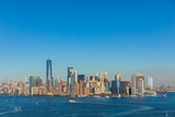Fototapeta Nowy Jork - Aerial view to New York City Skyline from helicopter.