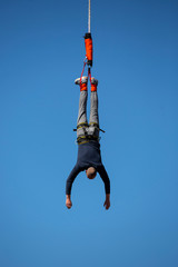 Bungee jumping blue sky