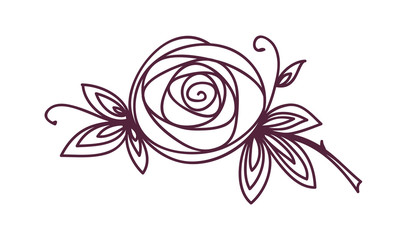 Wall Mural - Rose. Stylized flower symbol. Outline hand drawing icon