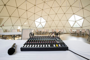 image of sound engineer console