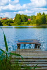 Poster - image of a pier on a river