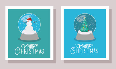 Canvas Print - happy mery christmas card with crystal balls