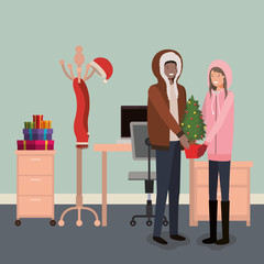 Wall Mural - couple with gifts presents christmas celebration