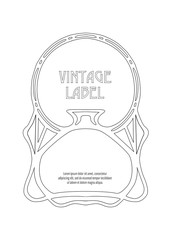 Wall Mural - Label, decorative frame, border. Good for product label. with place for text Outline hand drawing vector illustration. In art nouveau style, vintage, old, retro style. Isolated on white background..