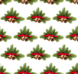 Wall Mural - Christmas decoration with bells . Creative layout, Christmas seamless pattern.