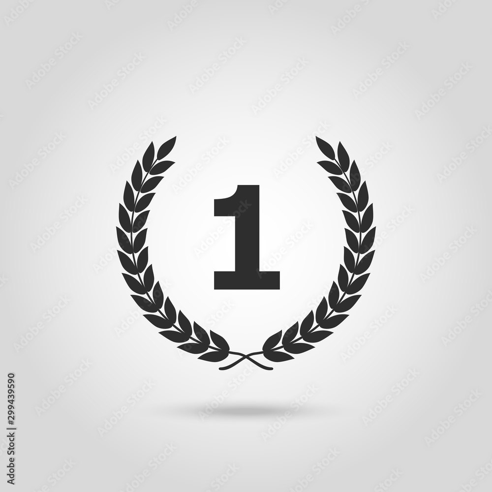 Black vector silhouette winner icon with the number 1 - obrazy, fototapety, plakaty 
