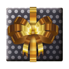 Wall Mural - happy merry christmas gift box with golden bow