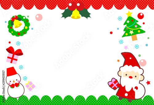 クリスマスフレーム クリスマスカード グリーティングカード かわいいサンタクロースと雪だるまのイラスト Adobe Stock でこのストックベクターを購入して 類似のベクターをさらに検索 Adobe Stock