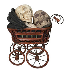 Wall Mural - Black Bassinet full of Skulls