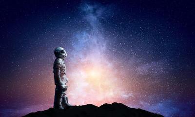 Wall Mural - spaceman and his mission. mixed media