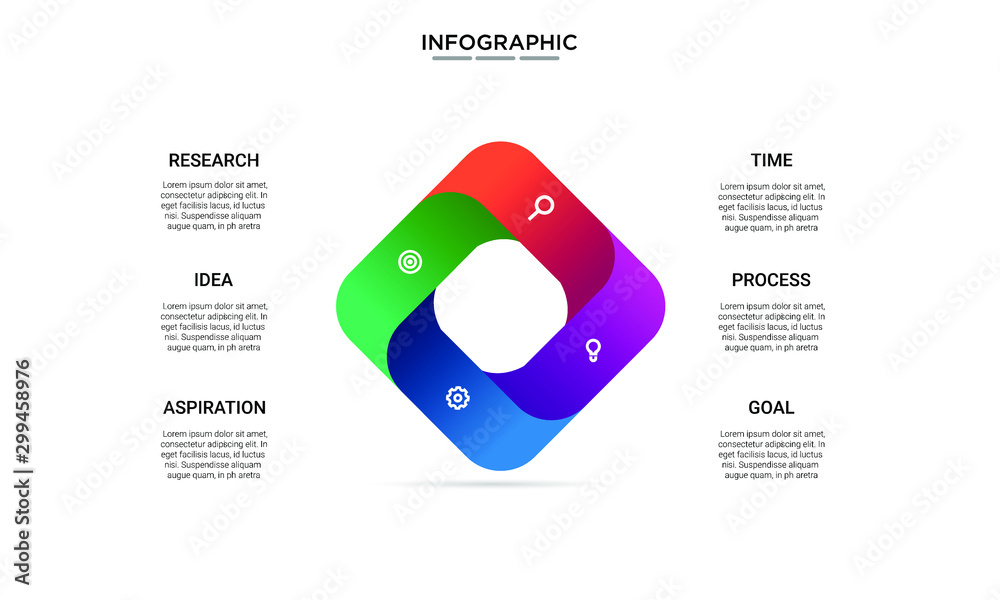 square colorful Infographic stack chart design with icons and options ...