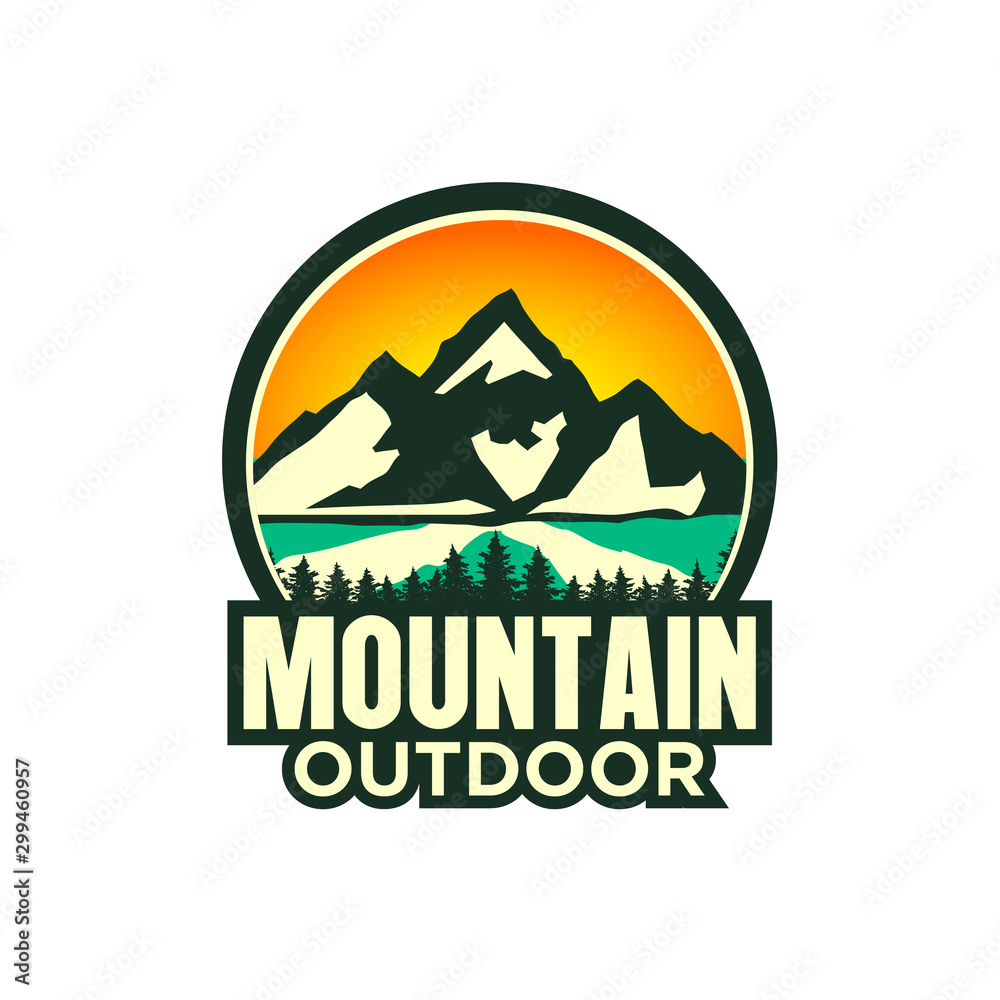 Outdoor mountain nature logo - adventure wildlife pine tree forest ...