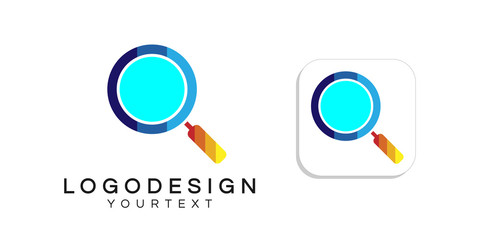 Poster - magnifying glass logo design. icon app smartphone color full