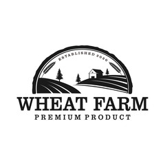 Wall Mural - Wheat farm organic label logo badge design, farming farmer logo label product