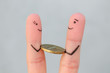 Fingers art of happy people. Concept of man giving a bribe.