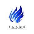 © nur - Fire logo with simple design template, flame blue logo