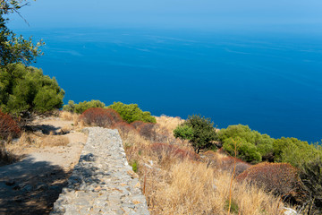 Beautiful view from the old fortress located on the top of the mountain near the town of Cefalu. Sicily, Italy