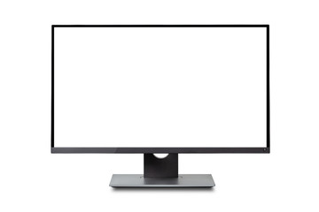 Wall Mural - Computer monitor white screen, isolated on white background.