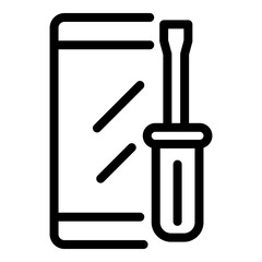 Poster - Smartphone screwdriver icon. Outline smartphone screwdriver vector icon for web design isolated on white background