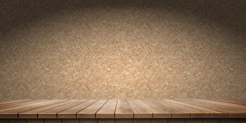 Colorful wooden platform background: wood wall.  ( 3D rendering computer digitally generated illustration.)