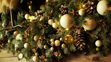 Christmas Decorations, Christmas Tree, Gifts, New Year In Gold Color