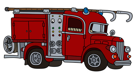 Canvas Print - The vectorized hand drawing of an old red fire truck