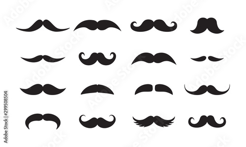 Male Mustache Styles Black Vector Icons Set Various Moustache