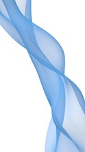 Abstract Blue Wave. Blue Scarf. Bright Blue Ribbon On White Background. Abstract Smoke. Raster Air Background. Vertical Image Orientation. 3D Illustration
