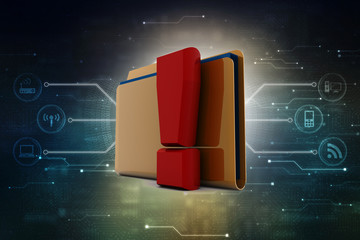 Poster - 3d rendering file folder with exclamation mark
