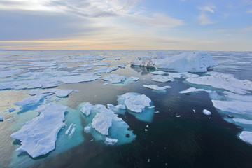 Aerial view of frozen Arctic Ocean