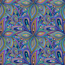 Seamless Colorful Mosaic Pattern With Paisley. Traditional Ethnic Ornament. Vector Print. Use For Wallpaper, Pattern Fills,textile Design.