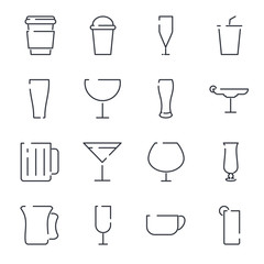 Aufkleber - Drinks set icon template color editable. Drink pack symbol vector sign isolated on white background illustration for graphic and web design.